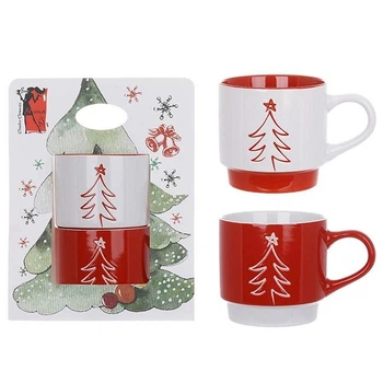 Набор фарфоровых чашек Елка 2 шт. 400 мл (33665)