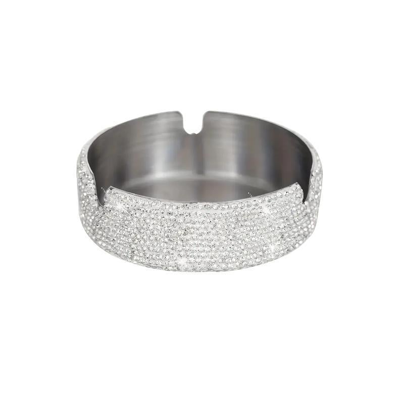 Попільниця з нержавіючої сталі зі стразами 8х3 см Білий (27086244)