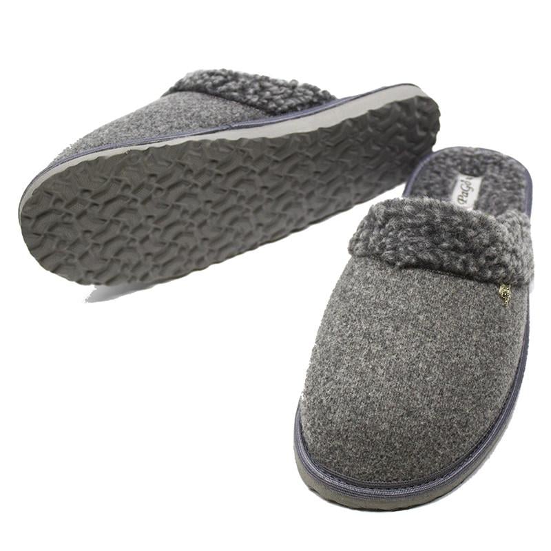 Домашні тапочки чоловічі Pago Вовк закриті на овчині р. 47 Сірий