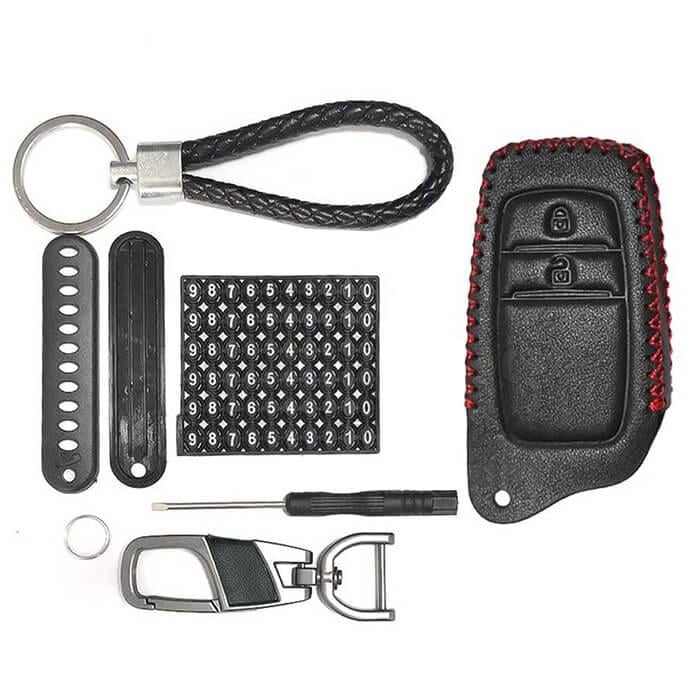 Чехол кожаный для Toyota Cruiser Fortuner Hilux 2 кнопки с номером телефона