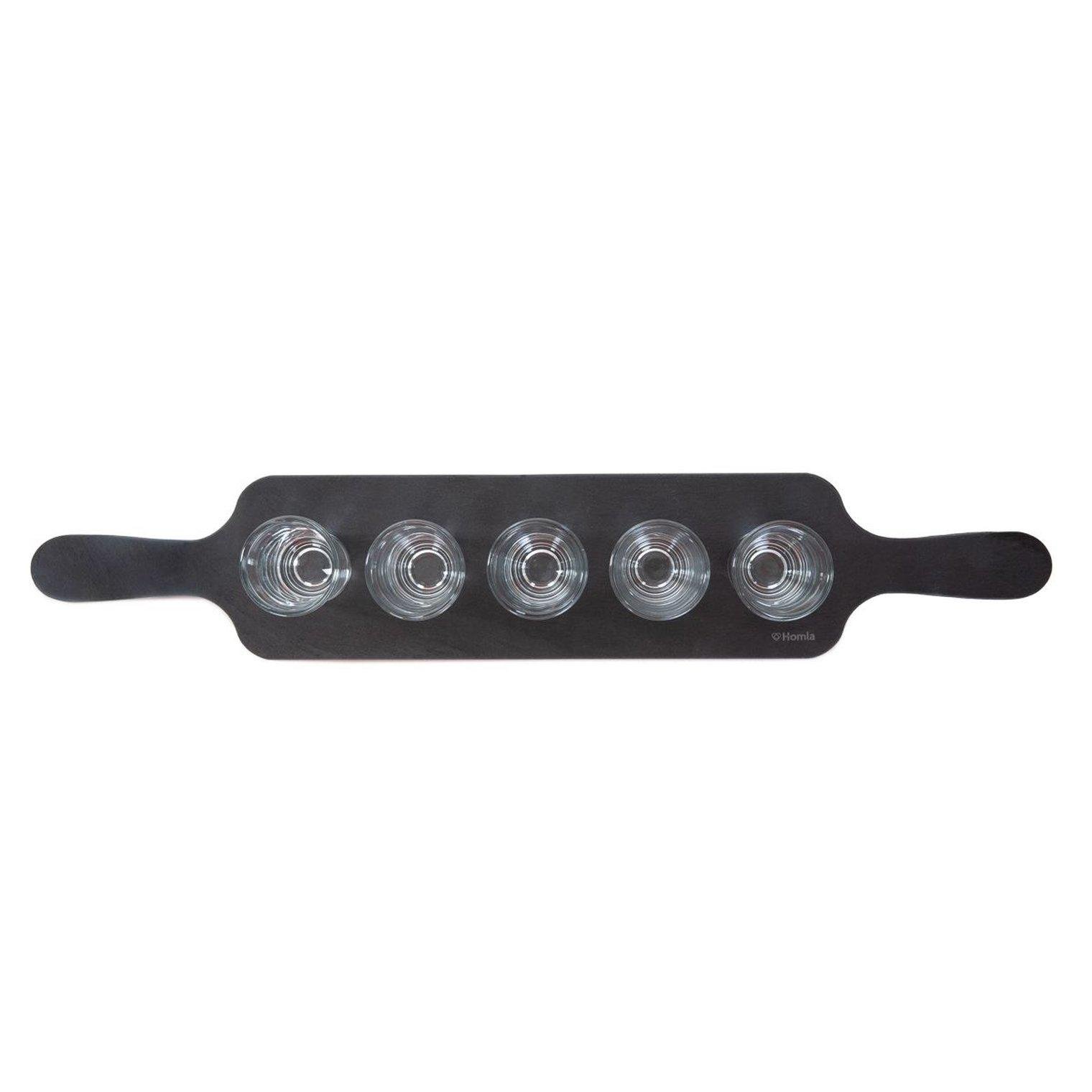 Набор стопок на подносе Homla STONE 25 мл 5 шт Прозрачный (214513) - фото 2 Набор стопок на подносе Homla STONE 25 мл 5 шт Прозрачный (214513) - фото 2