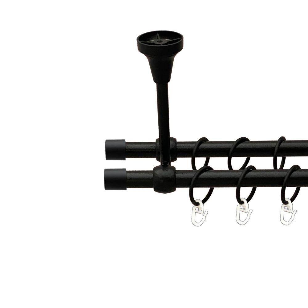 Карниз Orvit Заглушка металевий дворядний литий до стелі гладка труба кільце металеве 16/16 мм 300 см Чорний Оксамит (00-00018804)