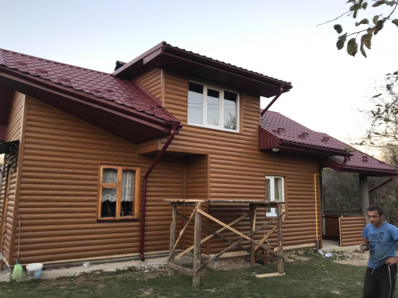 Сайдинг металлический блок-хаус 2-х сторонний 260х1000 мм 3-Д Темное дерево - фото 3