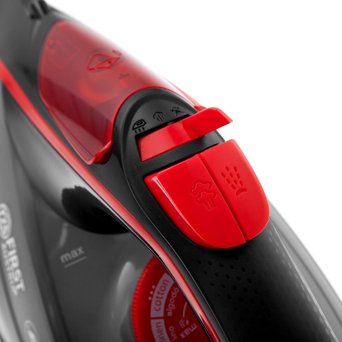 Праска First FA-5618-6-RE 2200 Вт подача пари 30 г/хв керамічна підошва 400 мл Red/Black (623913) - фото 3 Праска First FA-5618-6-RE 2200 Вт подача пари 30 г/хв керамічна підошва 400 мл Red/Black (623913) - фото 3