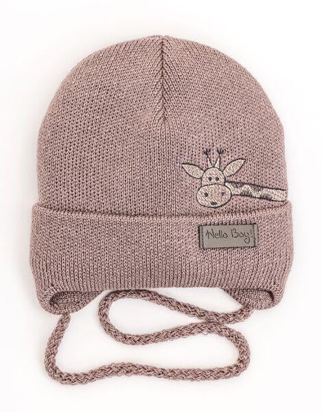 Шапка детская для мальчиков Жираф D863 хлопок 42-46 см Кирпичный - фото 3