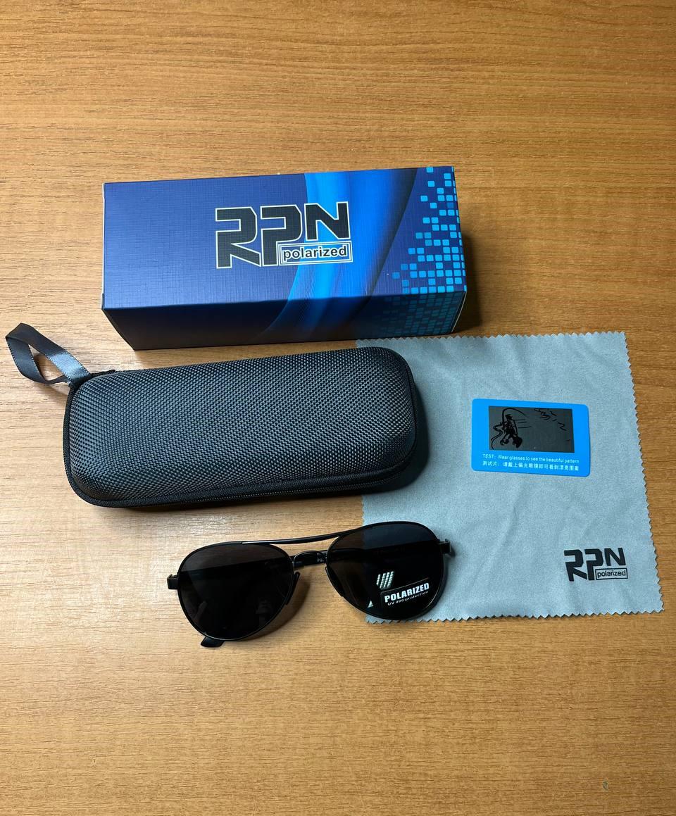 Сонцезахисні окуляри чоловічі Polaroid Aviator Matte Black поляризаційні антиблікові крапля матові димчаті (6de07a53) - фото 2