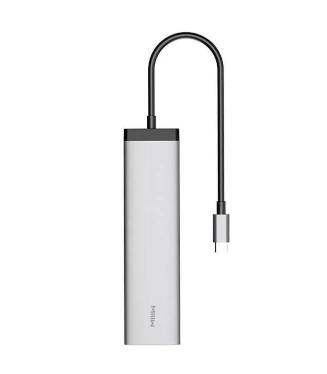 Хаб USB MiiiW Type-C docking station HUB 7в1 PD100W/USB3.0х3/HDMI/TF/SD MWCMA01 Grey