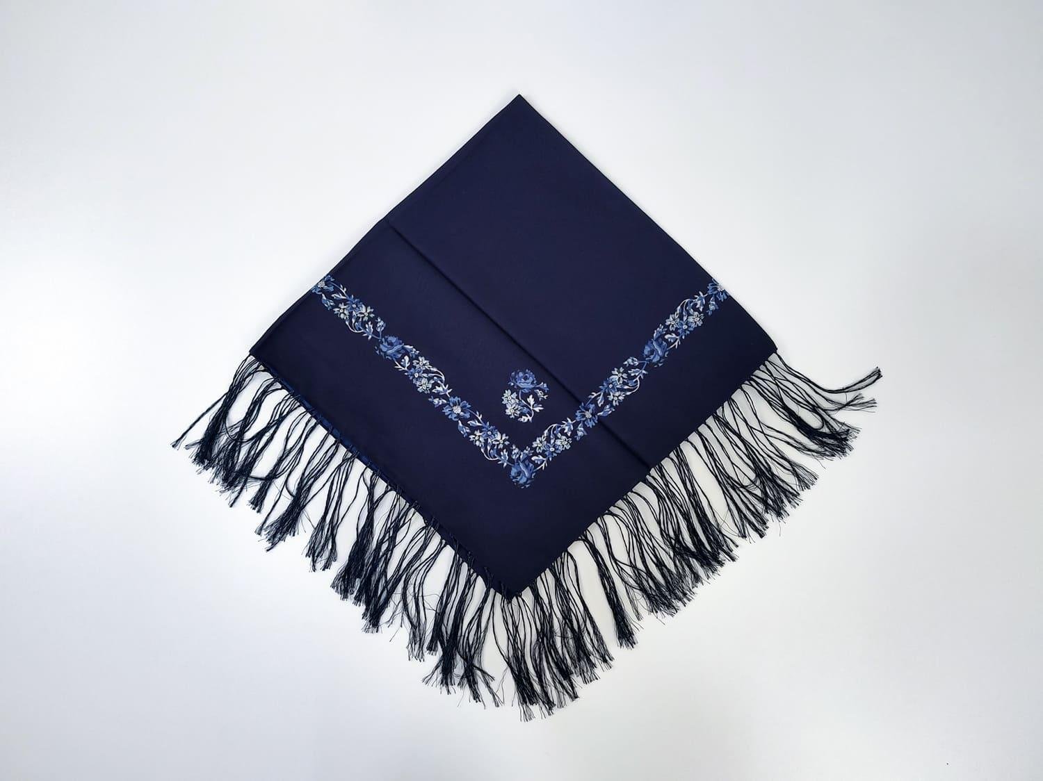 Платок с тороками Нить традиций 80x80 см Синий (30314567)