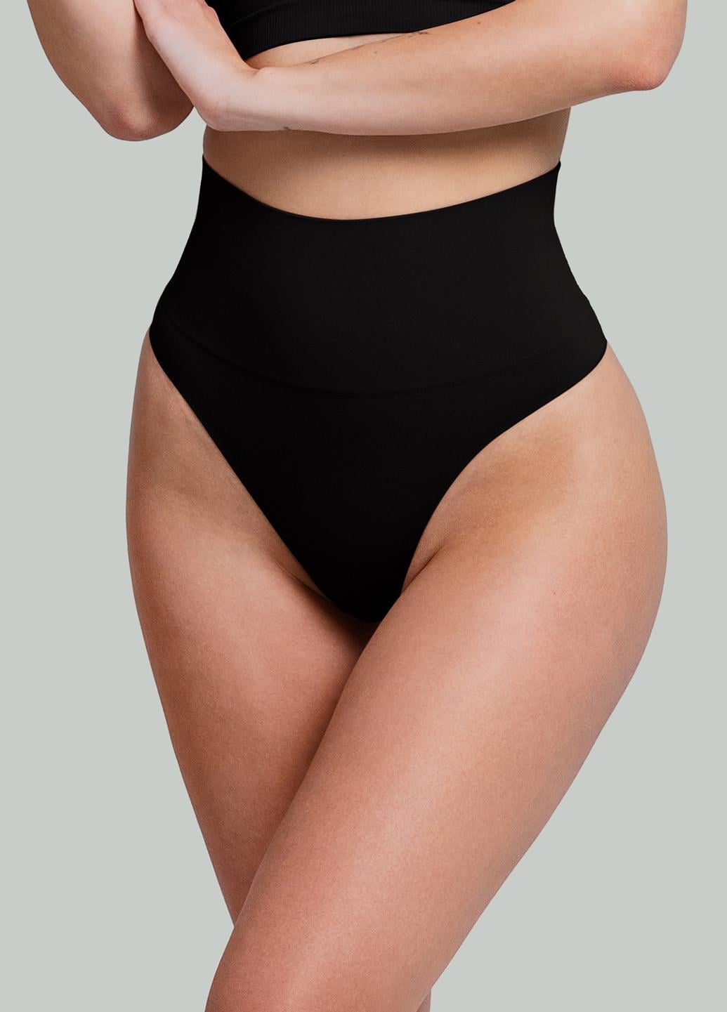 Трусы стринги женские бесшовные Giulia STRING SHAPEWEAR с корректирующим поясом XXL Black (33341412)