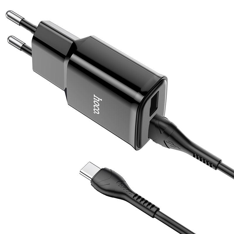 Сетевое зарядное устройство Hoco C88A 2USB 2,4A Type-C Черный (00000055840_2) - фото 2