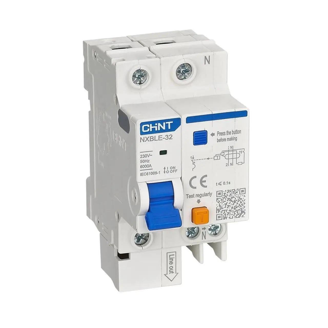 Вимикач диференційний автоматичний CHINT NXBLE-32 1P+N C20 30mA ел. тип АС 6kA (819393)