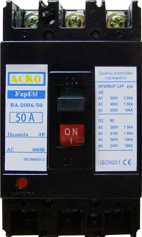 Автоматический выключатель Аско-Укрем ВА-2004/50 3р 50А (59304)