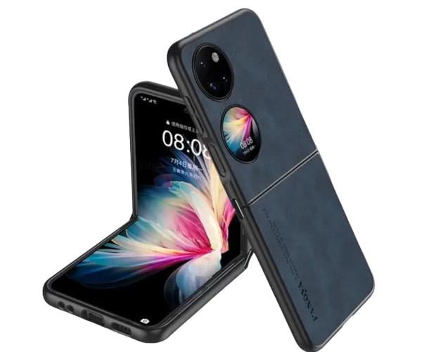 Кожаный чехол - накладка Fanoya для Huawei P50 Pocket Синий