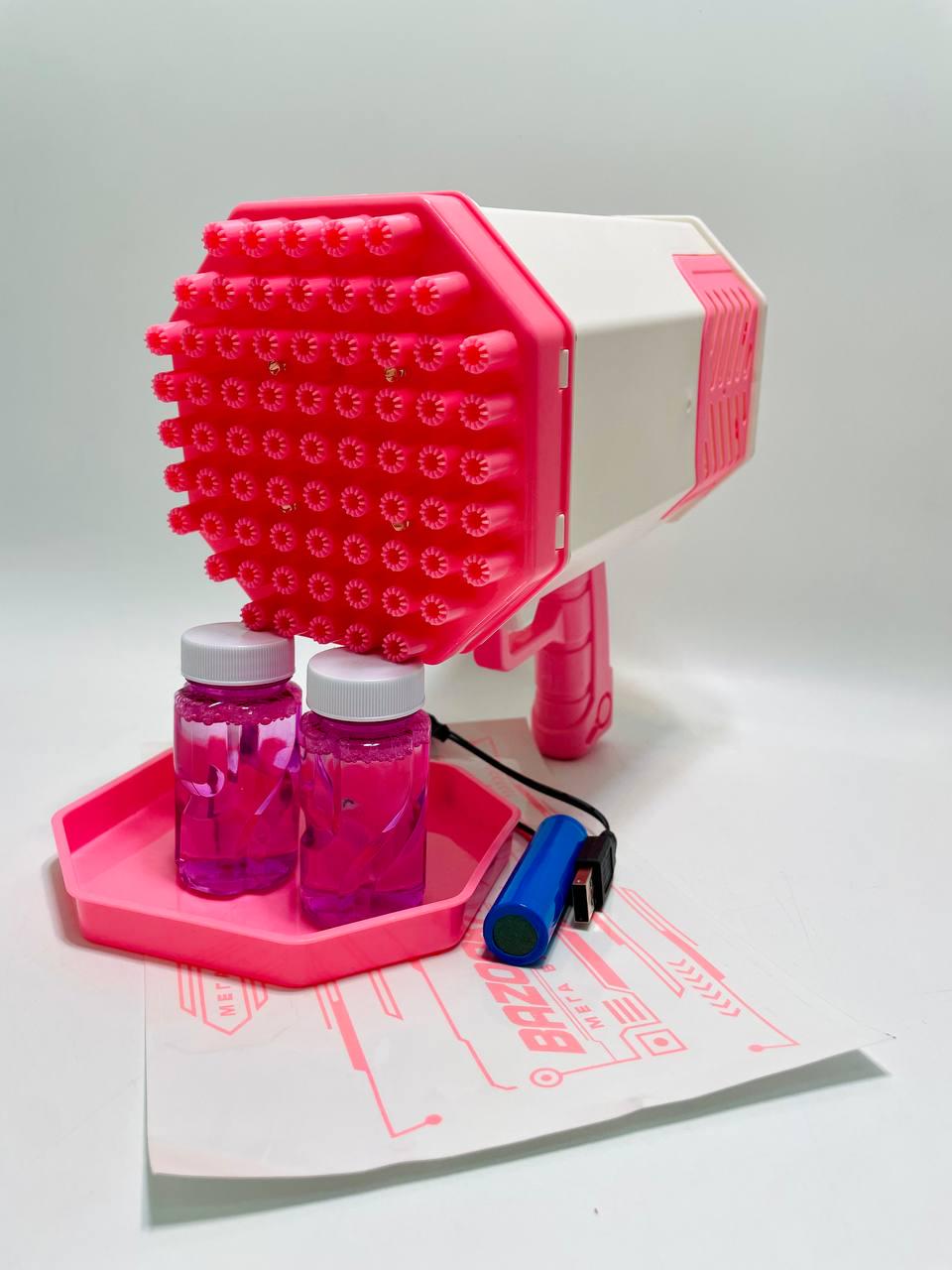 Пистолет с мыльными пузырями WToys 69 отверстий/цветная подсветка/автоматический принцип/аккумулятор - фото 6