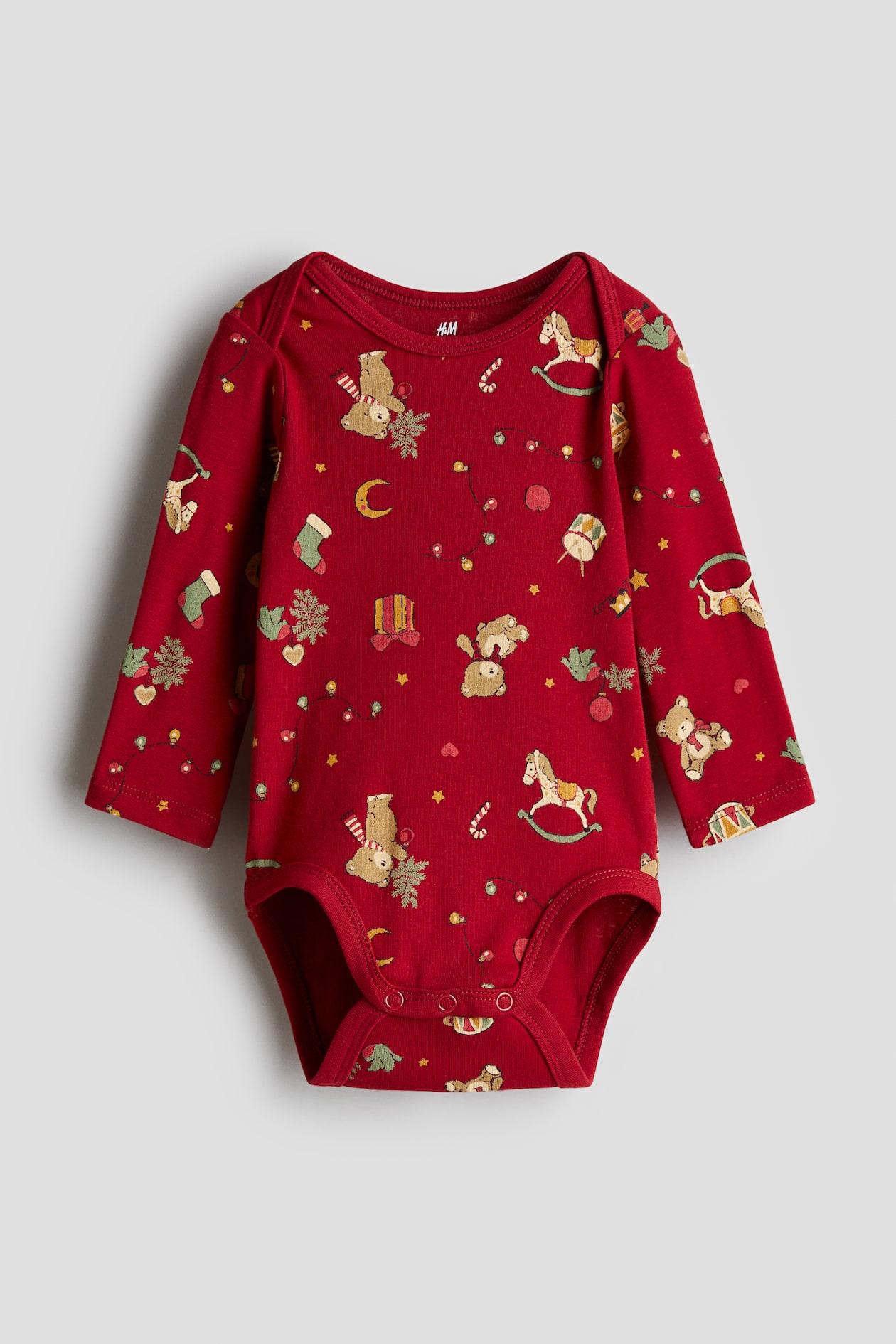 Боді для новонароджених новорічне H&M 62 см Червоний (25111703C)