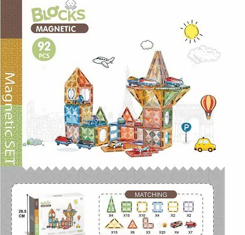 Конструктор магнітний Аеропорт 92 деталі/7 літаків/4 машинки Multicolor (160396) - фото 2