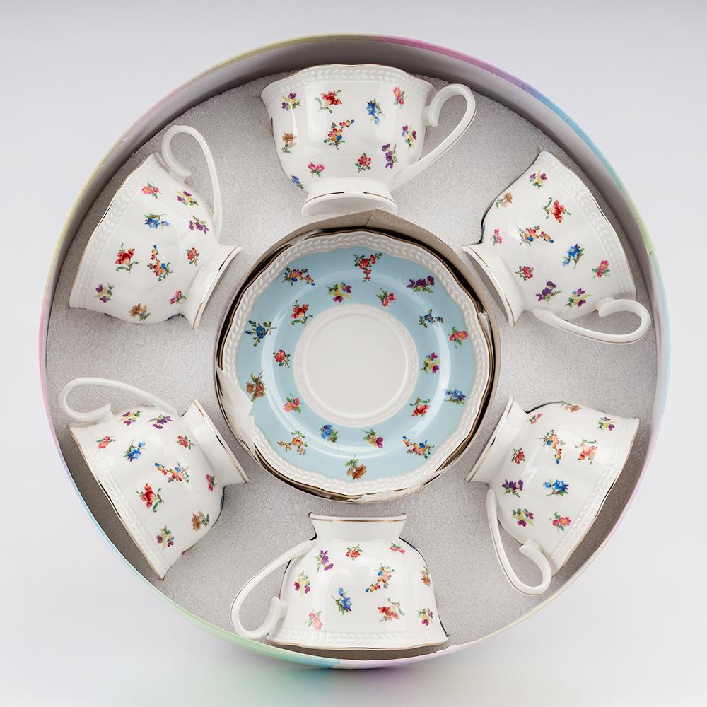 Набор чайных чашек и блюдец Небесная сирень на 6 персон 230 мл Белый (9292-015)