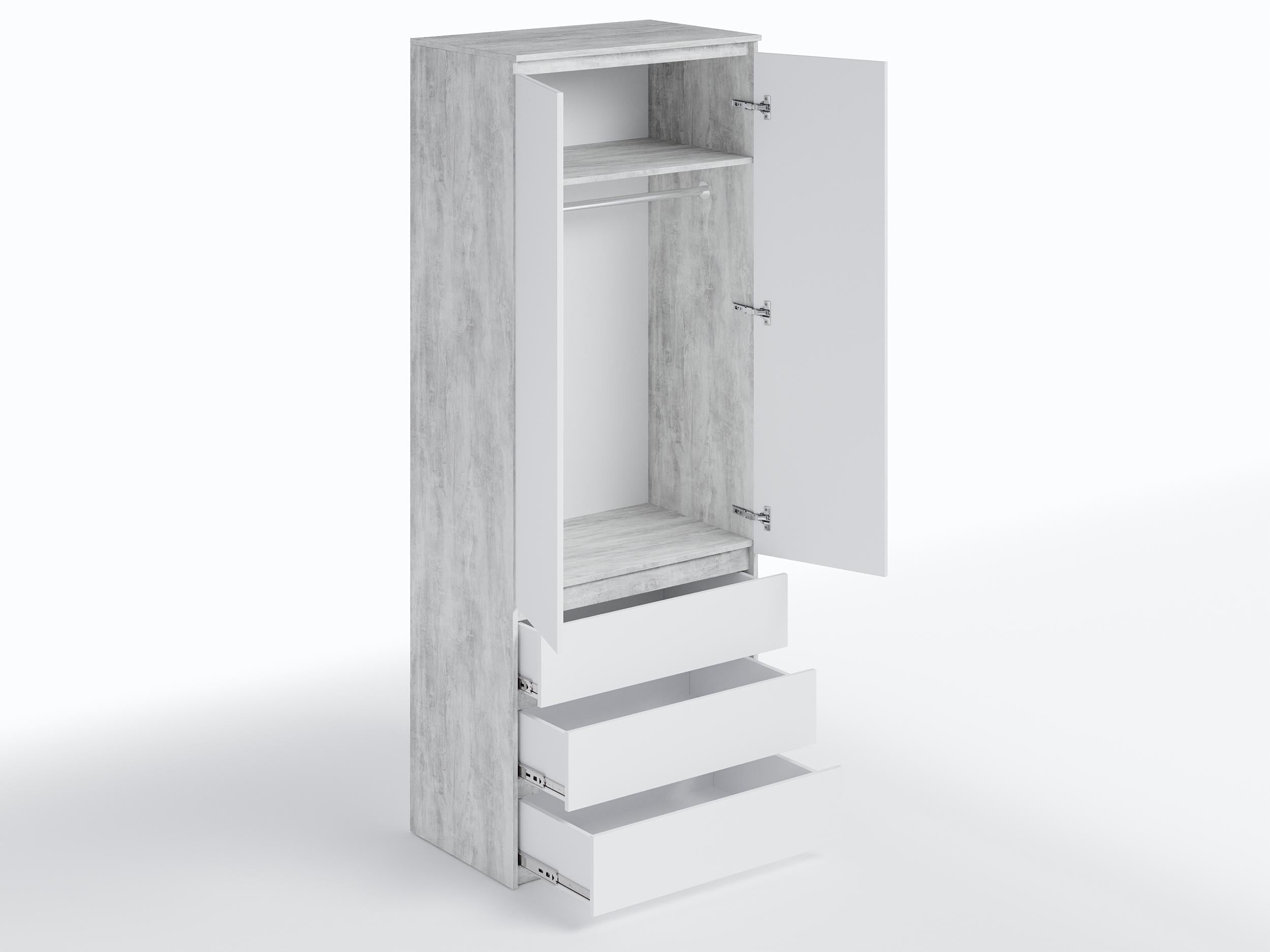 Шкаф со штангой для одежды Moreli T-211 2100x800x500 Бетон/Белый