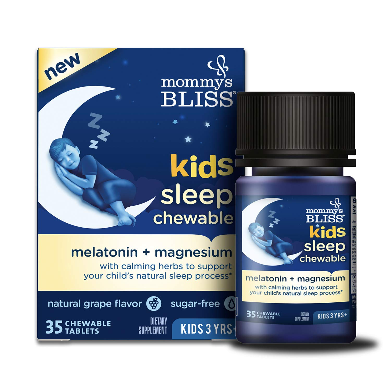 Мелатонін Mommy's Bliss Kids Sleep Chewable для гарного сну виноград дітям від 3 років 35 жувальних таблеток