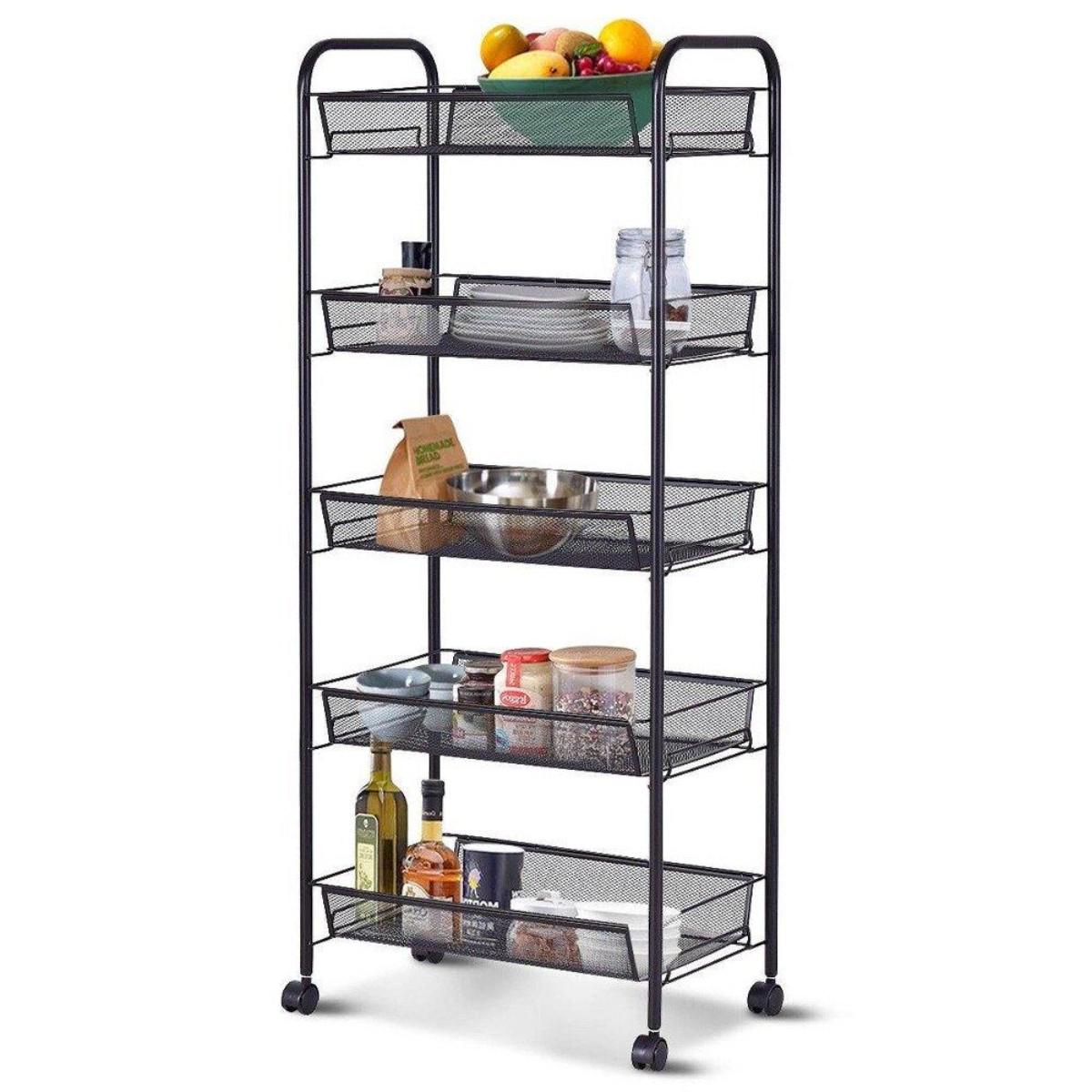 Этажерка на колесах Modern Home 5 ярусов 44х25х101 см Черный (M50288-5BL)