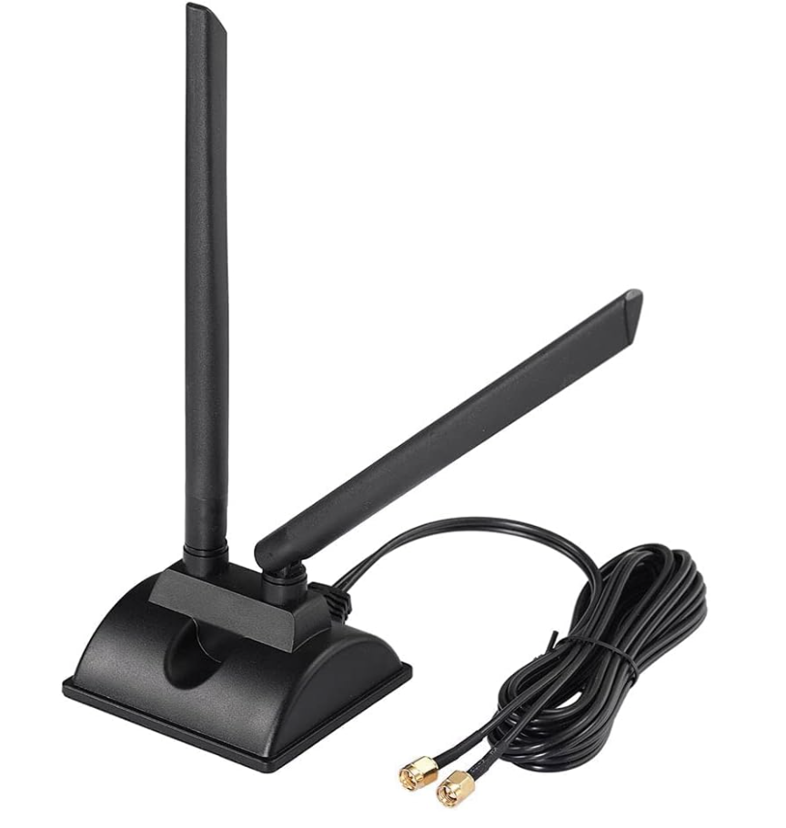 Антенна выносная спаренная WiFi 2,4-5,8 GHz 6dBi RP SMA Male на подставке с магнитом для роутеров/модемов (2899305343)