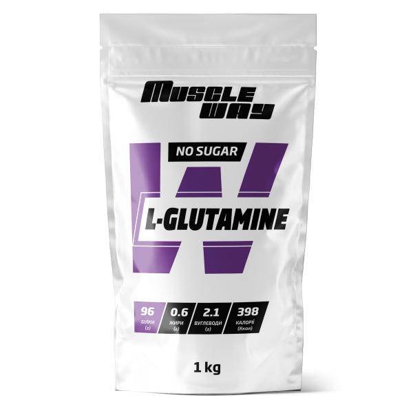 Аминокислотная добавка L-глютамин MuscleWay L-GLUTAMINE 96% белка на 200 порций 1 кг Без вкуса (124-125-glu-mw-rs1)