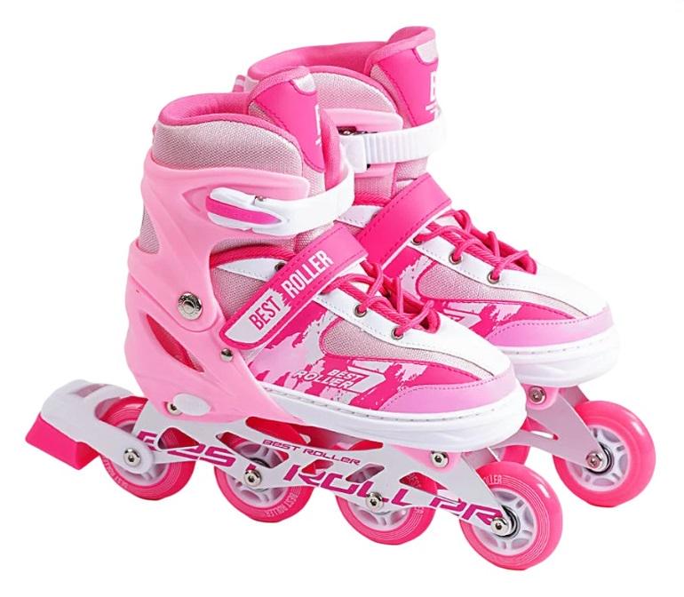 Коньки роликовые Best Roller PU колеса со светом 24,5-26,5 см р. 38-42 Pink (151235)