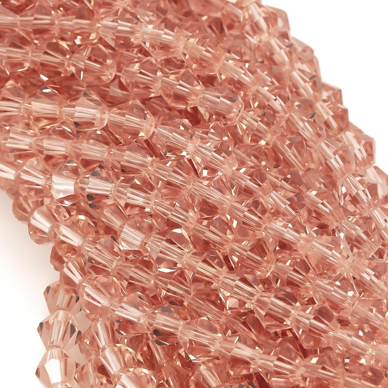 Бусины хрустальные Биконус 6,2х6 мм 46 шт. Розовый опал (БИ0006к23)