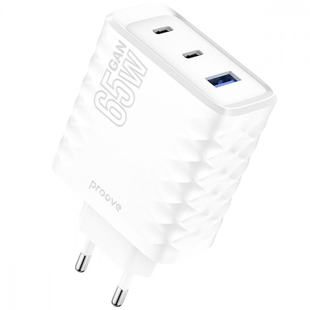 Зарядное устройство Proove Speed Surge Gan 65 W USB /2 Type-C White Зарядное устройство Proove Speed Surge Gan 65 W USB /2 Type-C White