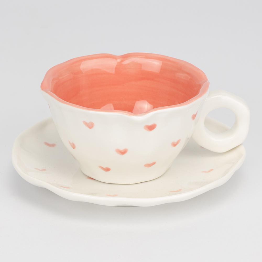 Чашка с блюдцем Нежные сердца Modern 200 мл 2 комплекта
