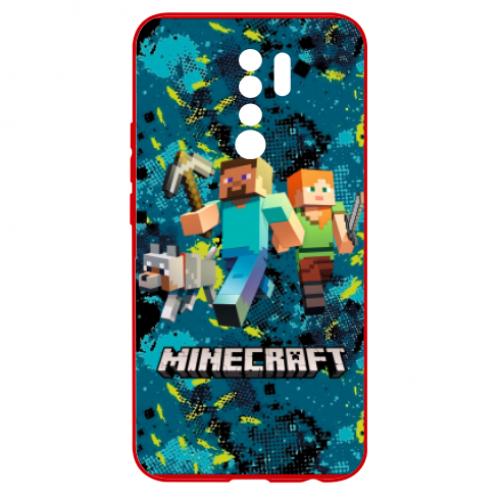 Чехол для Xiaomi Redmi 9 Minecraft Steve Alex And Dog - фото 1