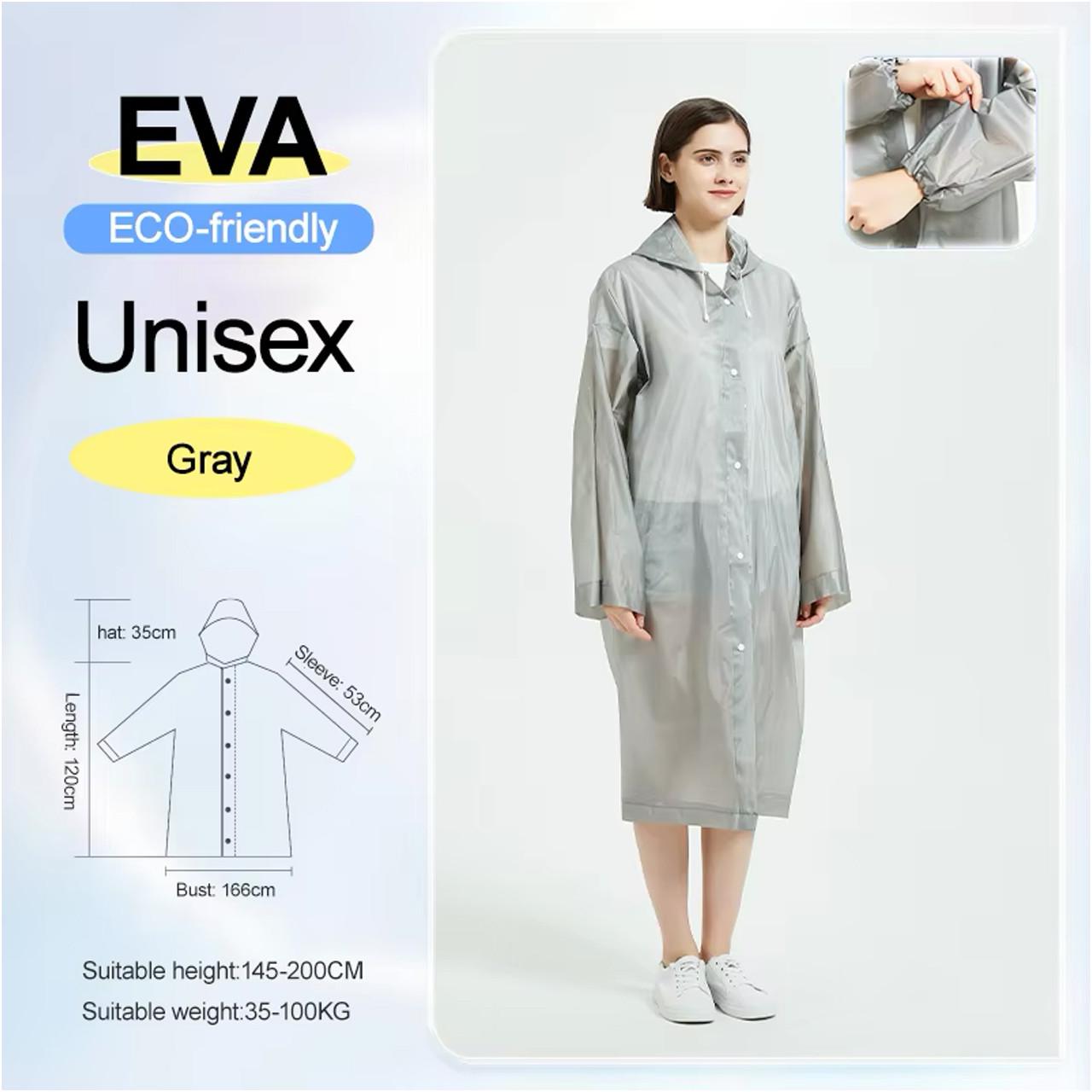 Дощовик з капюшоном EVA Raincoat на кнопках Сірий (1801427) - фото 2 Дощовик з капюшоном EVA Raincoat на кнопках Сірий (1801427) - фото 2