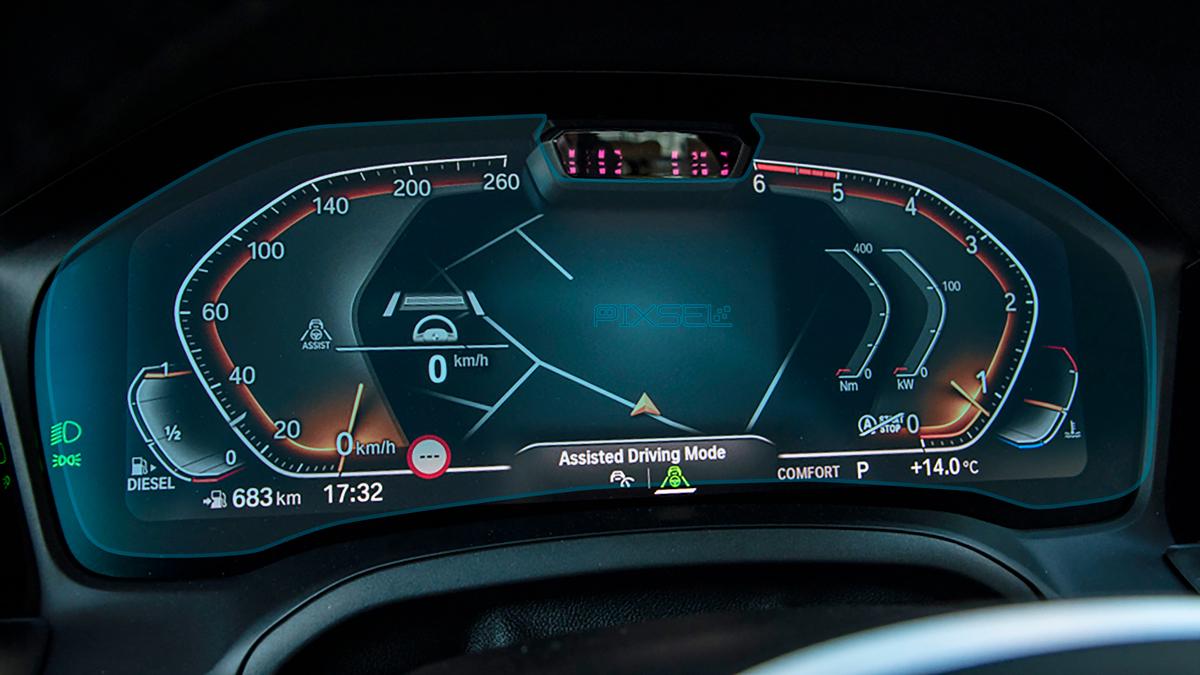 Стекло защитное Pixsel гибридный глянец для приборной панели с камерой BMW 3/M3 14“ 2019-2021 G20/G21/G80
