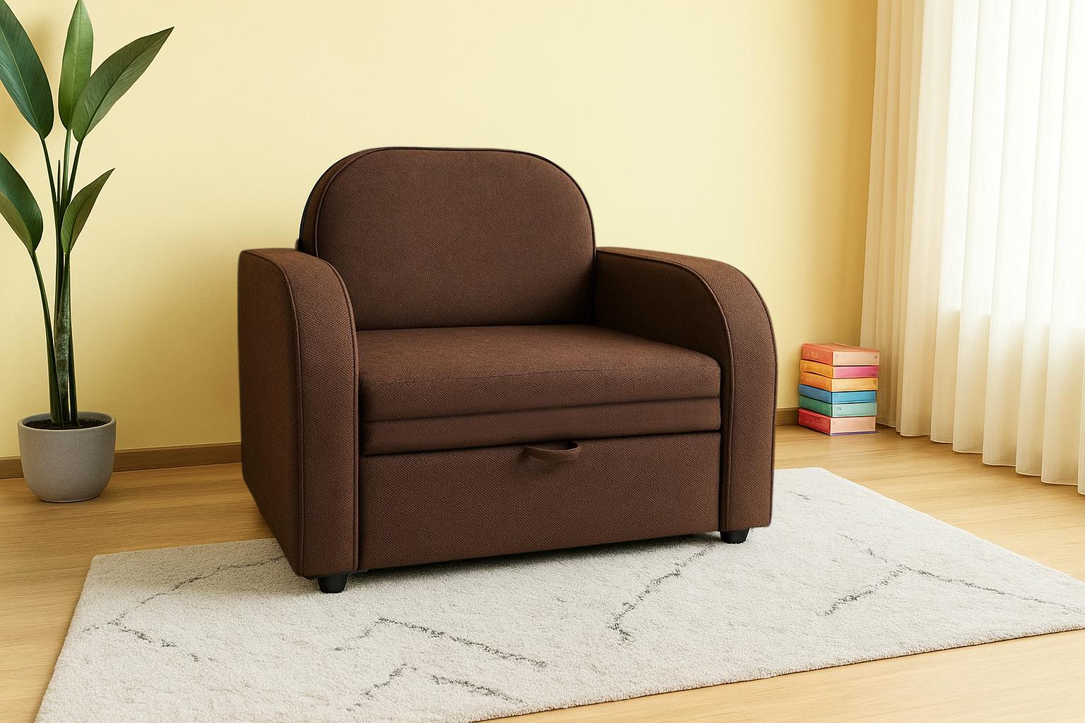 Диван-кресло мягкий раскладной Tobi Sho Дрим рогожка Bahama 1140х850х730 мм 45/Коричневый