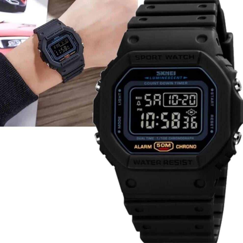 Наручные часы мужские Skmei военные электронные противоударные водонепроницаемые с подсветкой Черный (1628) - фото 3 Наручные часы мужские Skmei военные электронные противоударные водонепроницаемые с подсветкой Черный (1628) - фото 3