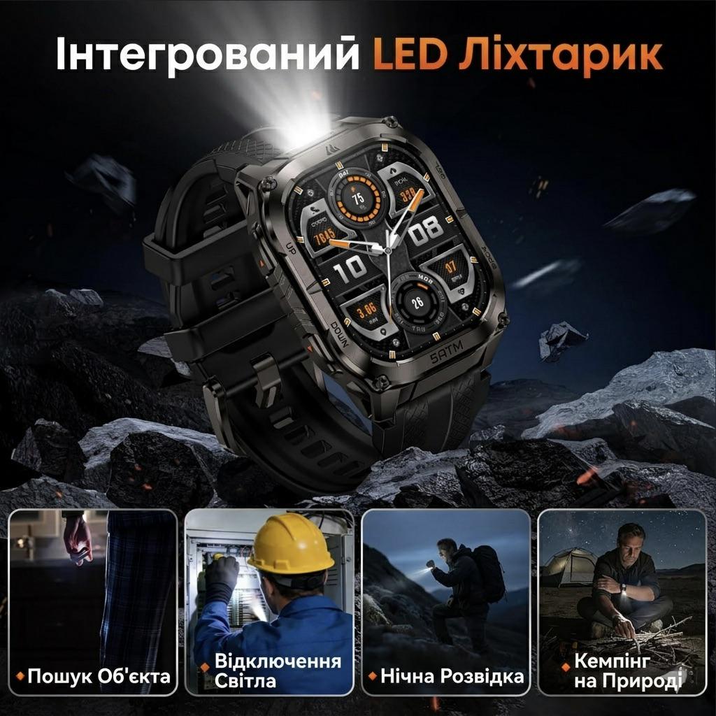 Смарт-часы тактические Kospet Tank M4С Black — фото 12