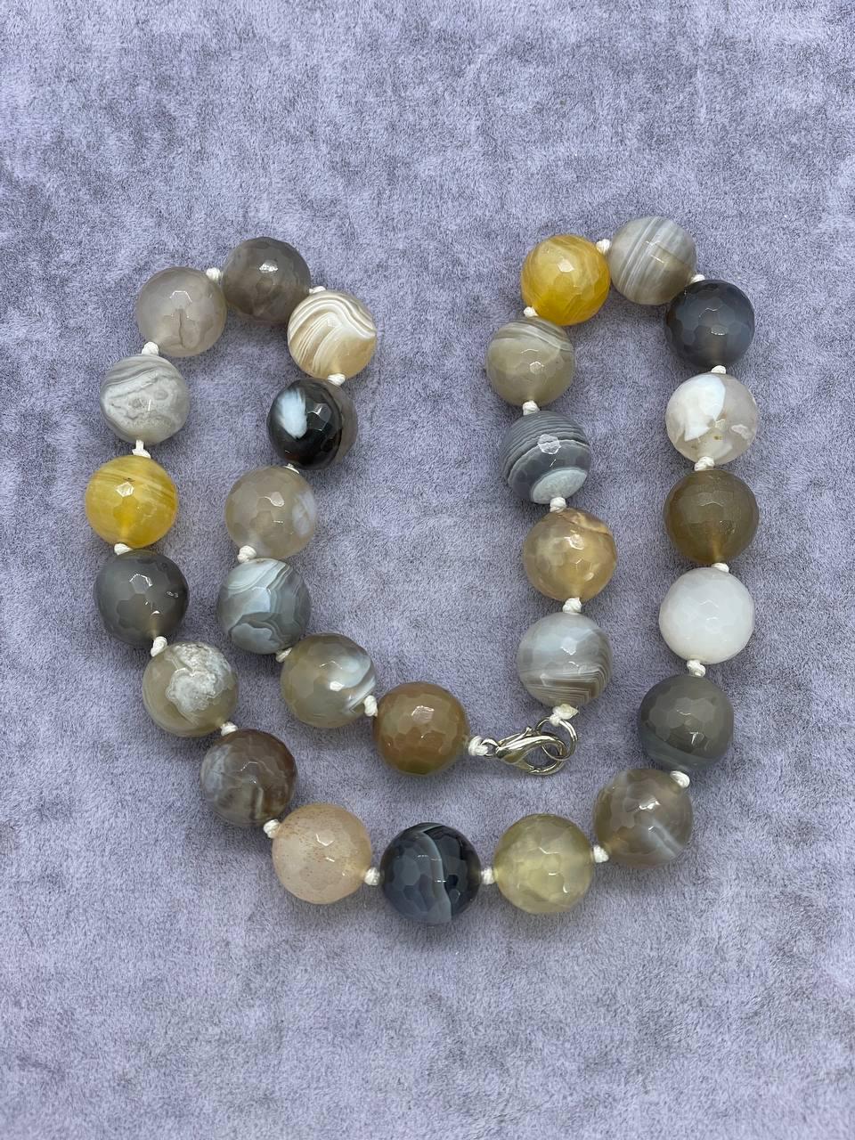 Бусы агат 45 см 14 мм Разноцветный (9844)