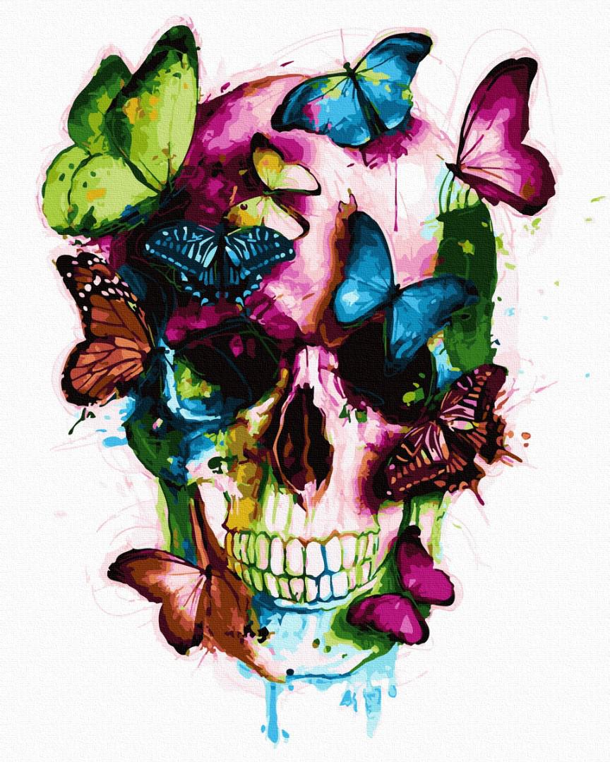 Картина по номерам Brushme Череп с бабочками 40х50 см (GX28448)