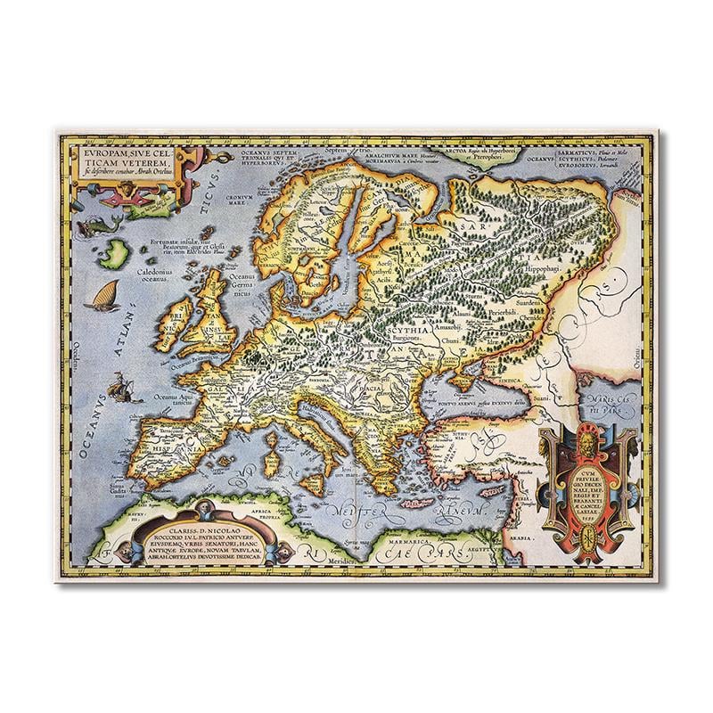 Винтажная карта Карта Европы 1595 года 1 модуль 60x90 см