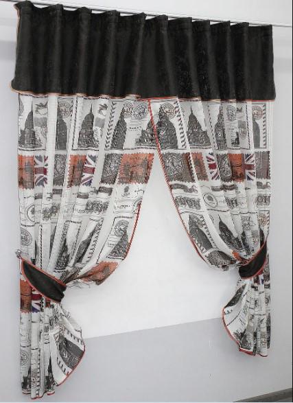 Фіранка на кухню льон/жакард 270х170 см Молочний/Венге (084к) - фото 2 Фіранка на кухню льон/жакард 270х170 см Молочний/Венге (084к) - фото 2