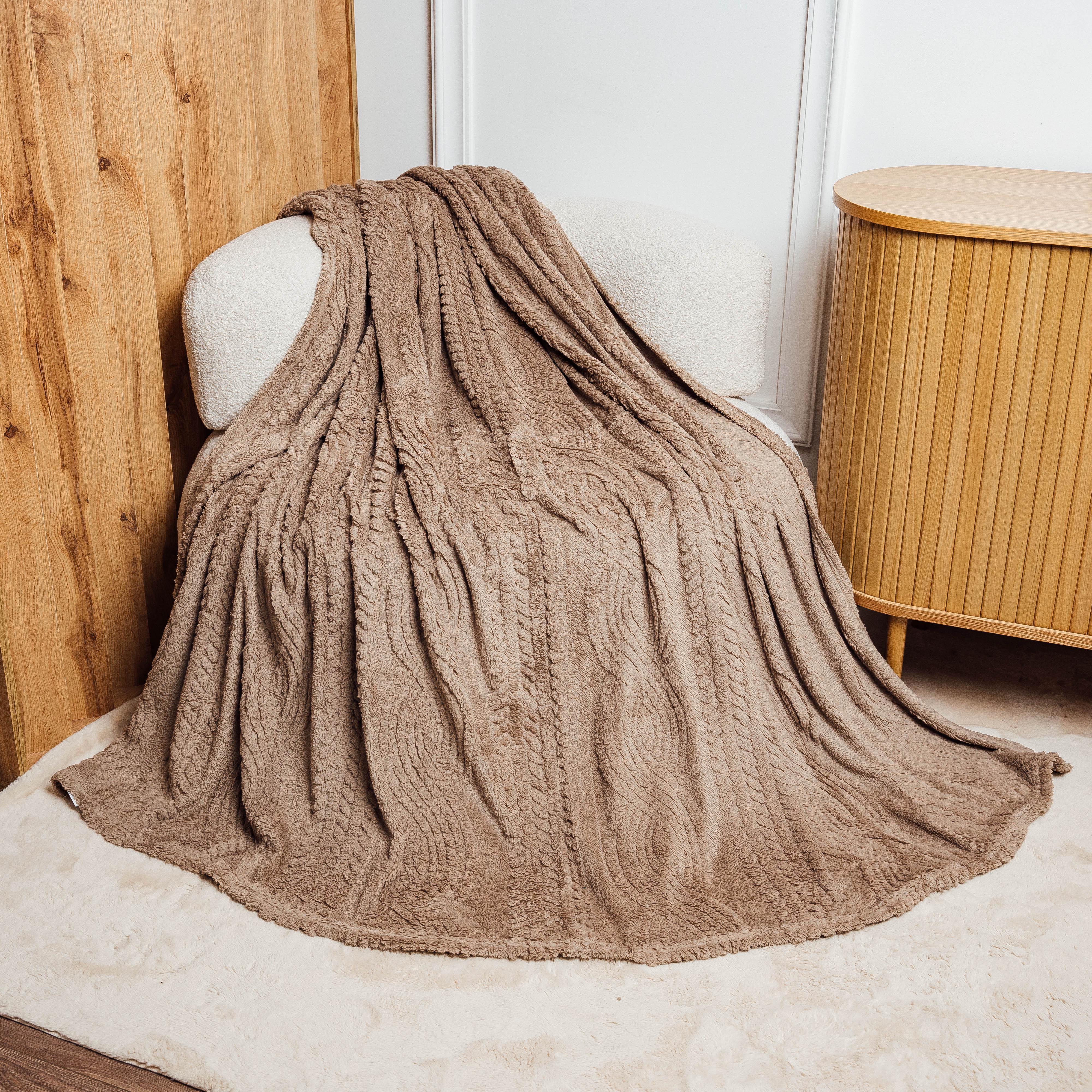 Плед косічка двоспальний 180x200 см Коричневий (89083)