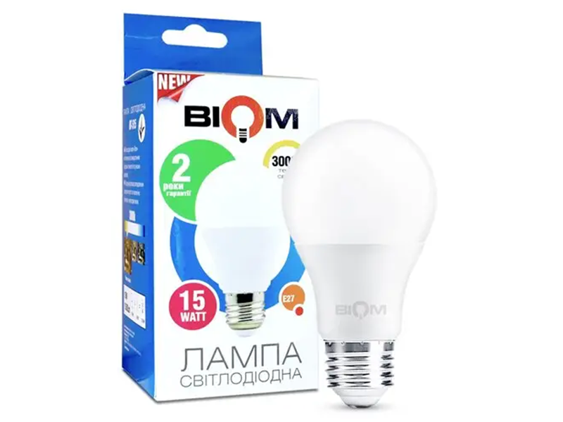 Светодиодная лампа Biom ВТ-515 матовая А60 15W E27 3000K (22811424) - фото 2 Светодиодная лампа Biom ВТ-515 матовая А60 15W E27 3000K (22811424) - фото 2