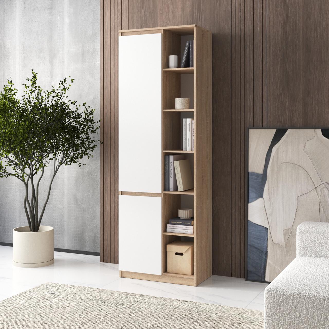 Шкаф пенал Вайс R-27 702х400х2110 мм Дуб Сонома/Белый фасад (30774618) - фото 1 Шкаф пенал Вайс R-27 702х400х2110 мм Дуб Сонома/Белый фасад (30774618) - фото 1