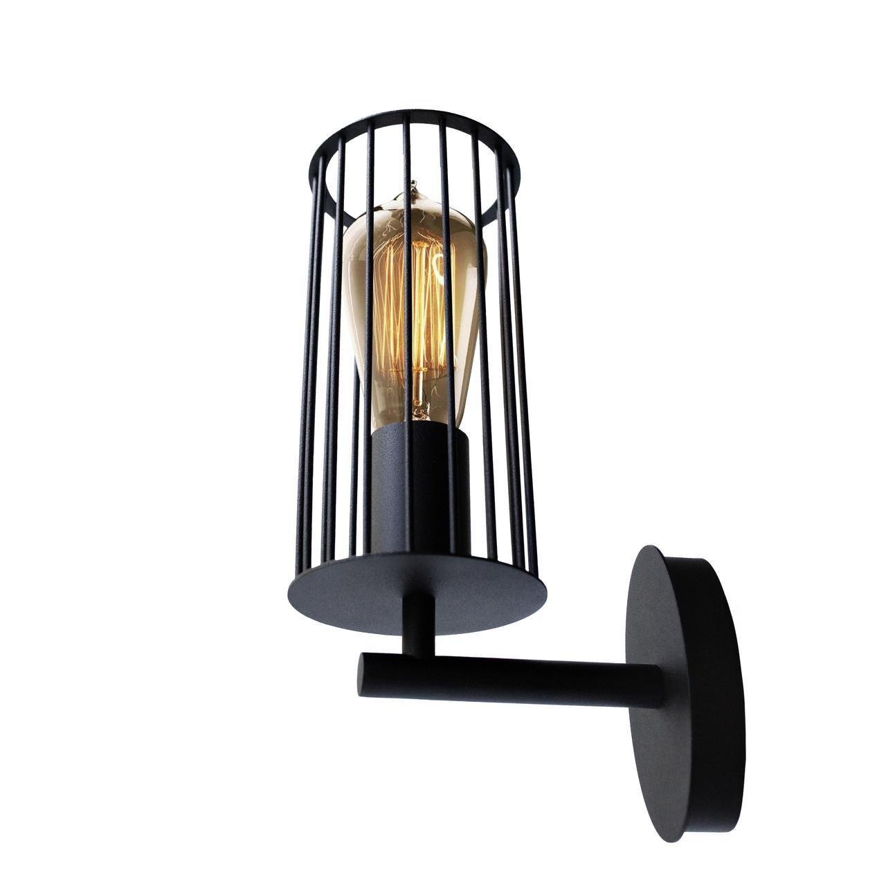 Бра MSK ELECTRIC Malta під одну лампу Е27 у стилі лофт Чорний (NL 1020 BK)