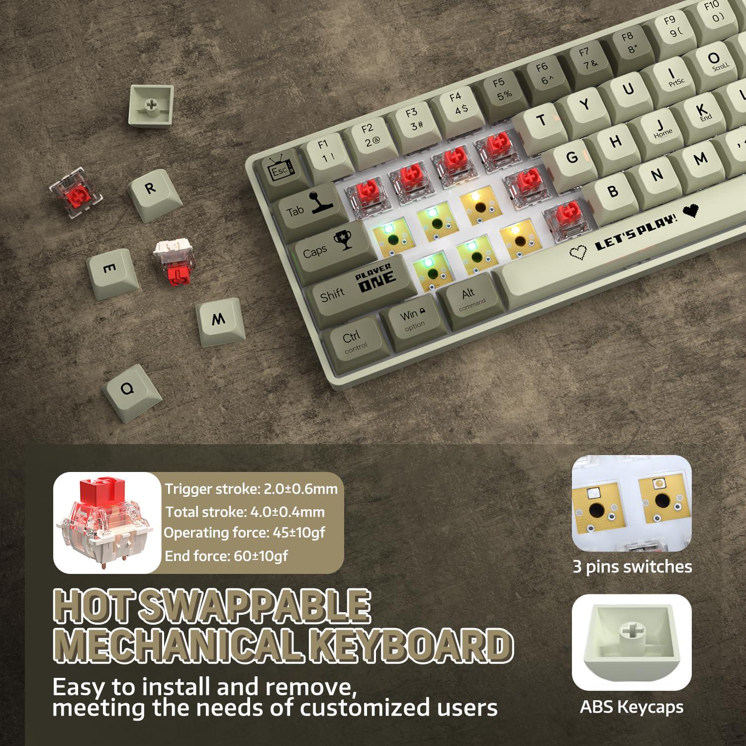 Клавиатура механическая проволока Ajazz AK680 RGB-подсветка красные светящиеся hotswap Grey - фото 5 Клавиатура механическая проволока Ajazz AK680 RGB-подсветка красные светящиеся hotswap Grey - фото 5