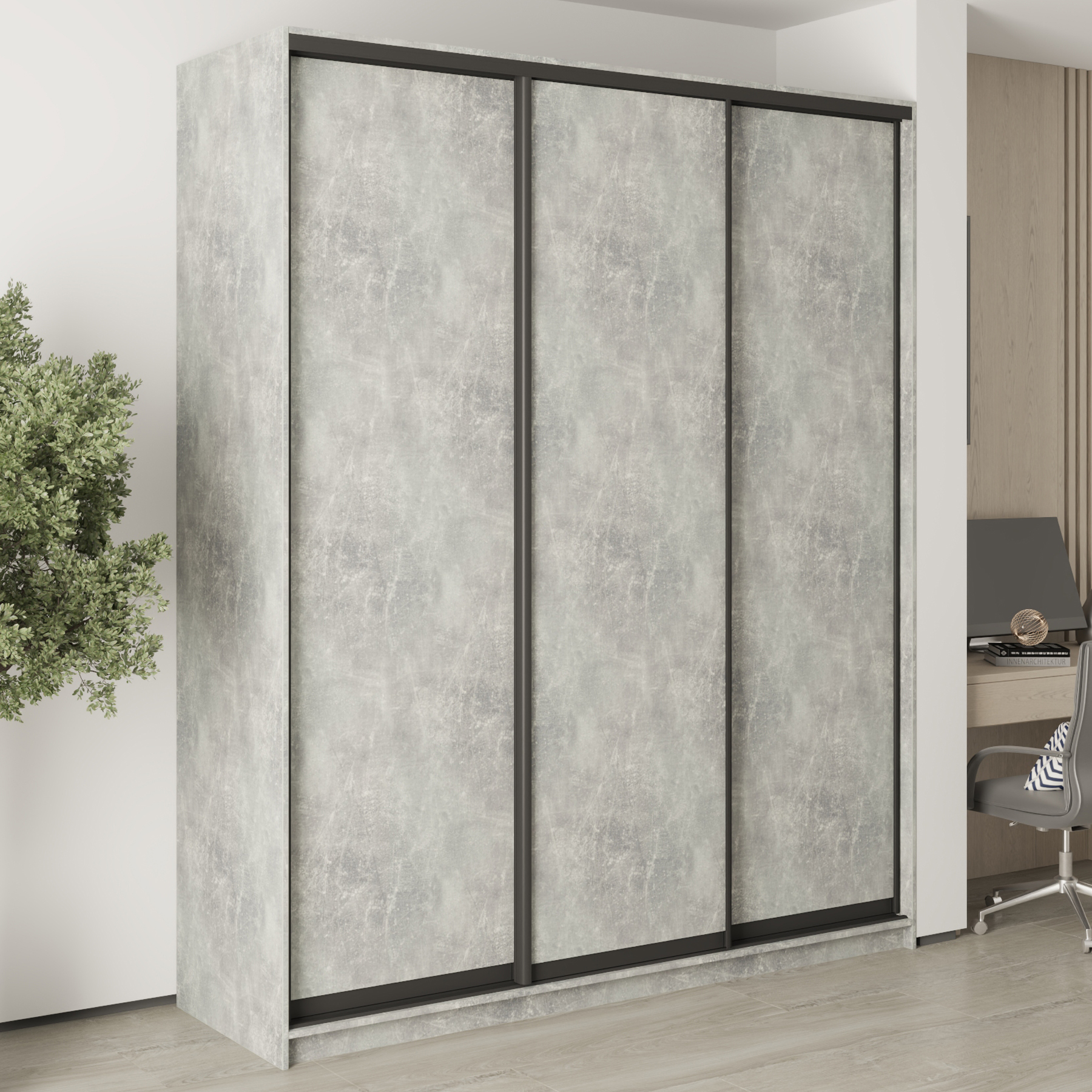 Шкаф-купе трехдверный Mebel Star Стандарт BG MBS-8600 200х60х240 см Бетон (1008011)