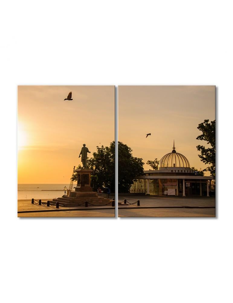 Картина модульная Памятник Дюку де Ришелье и Фуникулер 2 модуля 80x120 см