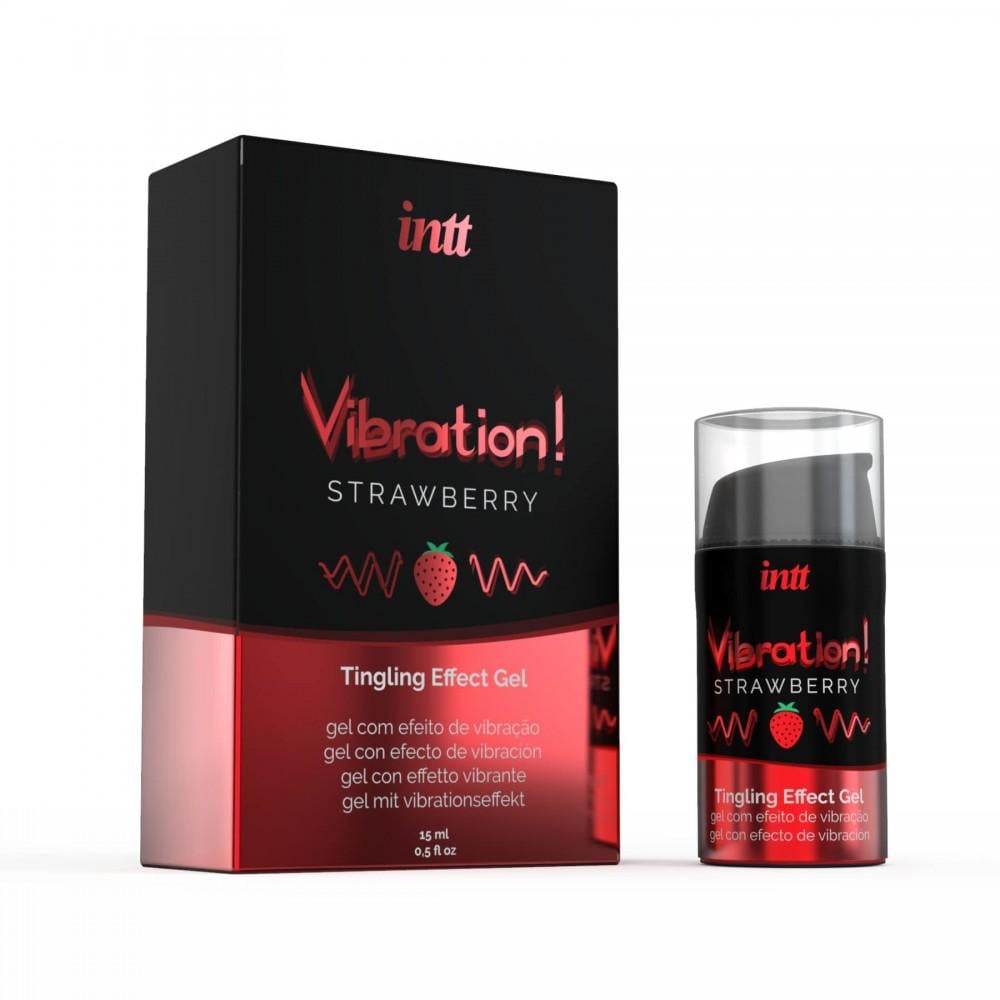 Вибратор жидкий Intt Vibration Strawberry 15 мл (SO2921)