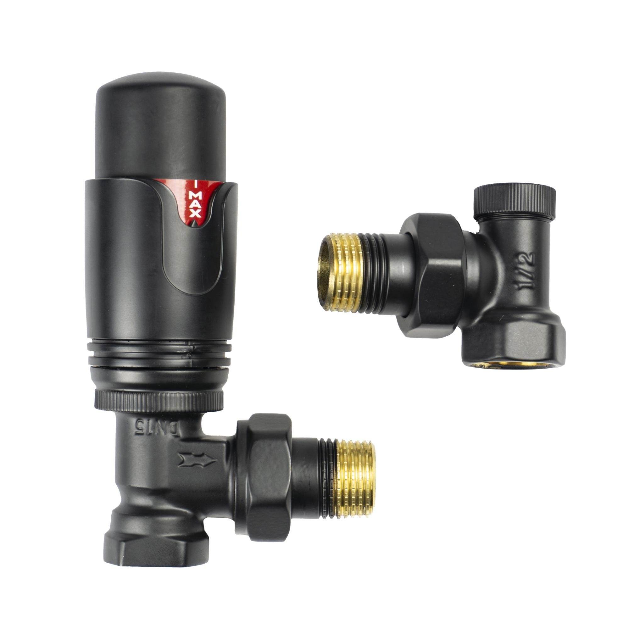 Комплект термостатичний Warm Well кутовий Чорний матовий (TRVMB)