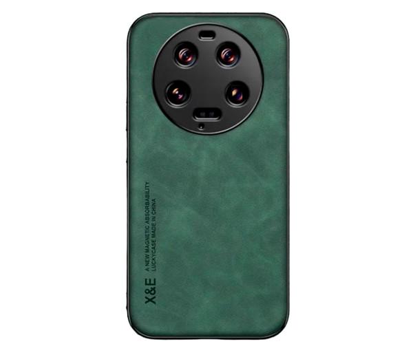 Кожаный чехол - накладка X&E для Xiaomi 13 Ultra с металлической вставкой Зеленый